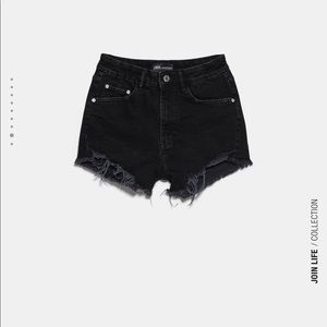 Zara Black High Rise denim shorts
